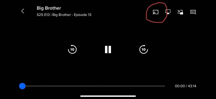 <p>screenshot of the Chromecast icon in the Paramount Plus app.</p>” width=”716″ height=”330″/></div><span class=